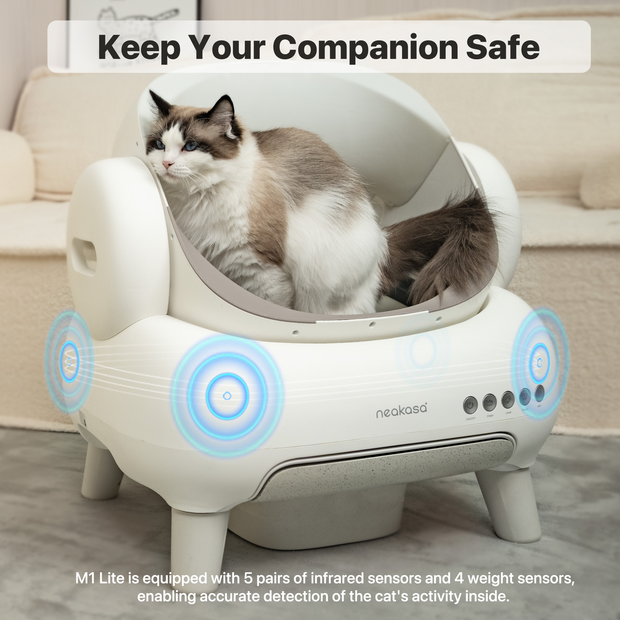 thumbnail video image 2 of Neakasa M1 Lite Plus Self Cleaning Cat Litter Box, Open-Top Large Automatic Cat Litter Tray with APP Control,Odor-Free Waste Disposal,White, 2 of 12