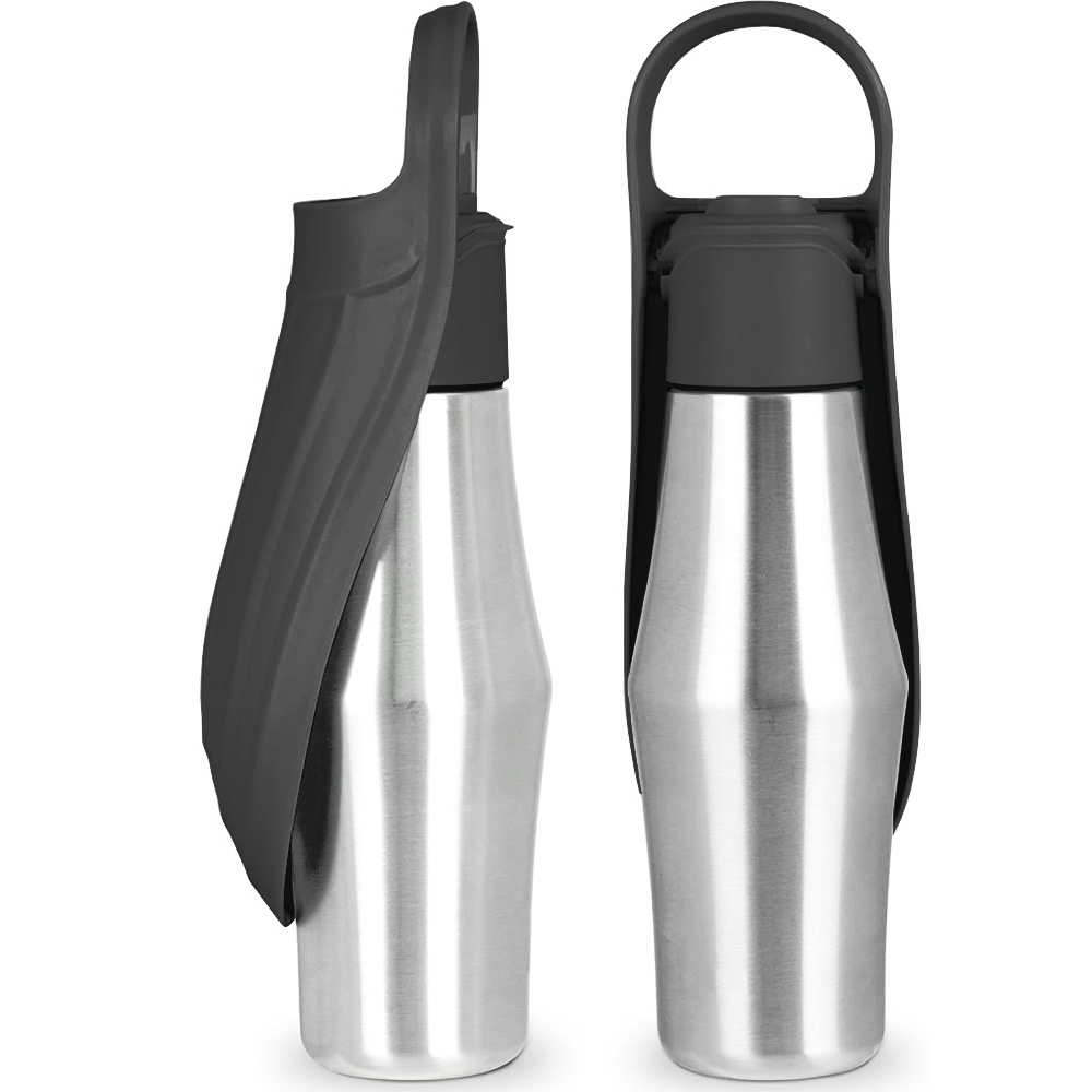 thumbnail video image 2 of YASLIM Portable Dog Water Bottle for Walking, 27 oz Stainless Steel Leak-Proof Dispenser , Black, 2 of 6