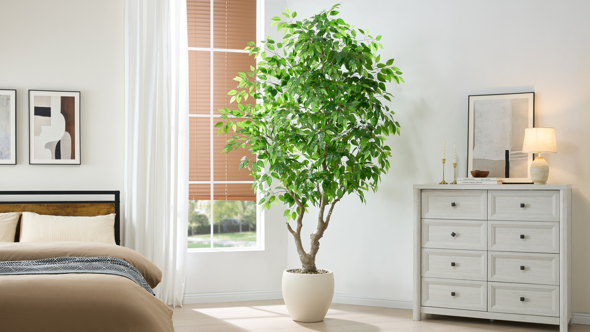 FloraFairy 8 Feet Artificial Banyan Tree, Tall Faux Trees with Planter ...