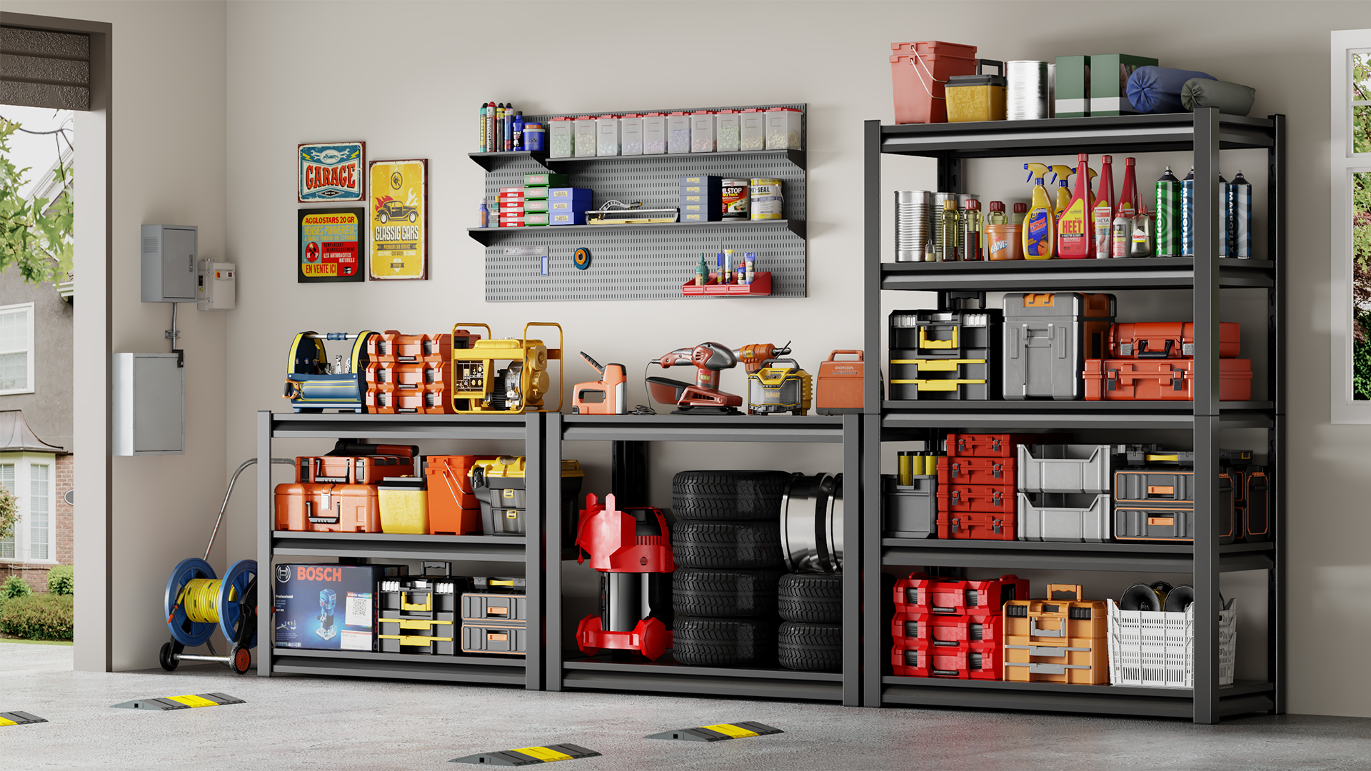 thumbnail video image 2 of NadooLite 5 Tier Adjustable Metal Storage Rack for Gaming Room Organize Headsets,Controllers,Figurines & Gear,Black 39.4"W x 18"D x 72"H, 2 of 9