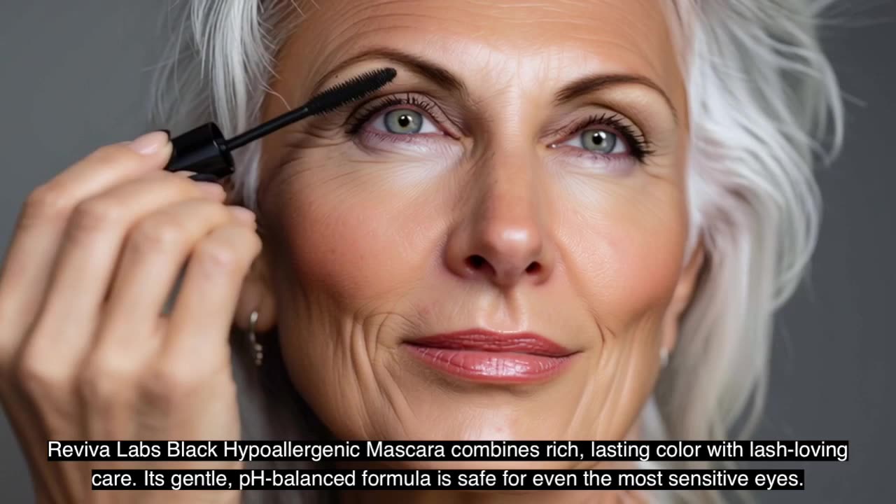 thumbnail video image 2 of Reviva Labs Black Hypoallergenic Mascara for Sensitive Eyes and Older Women - .25 oz each (3-Pack), 2 of 8