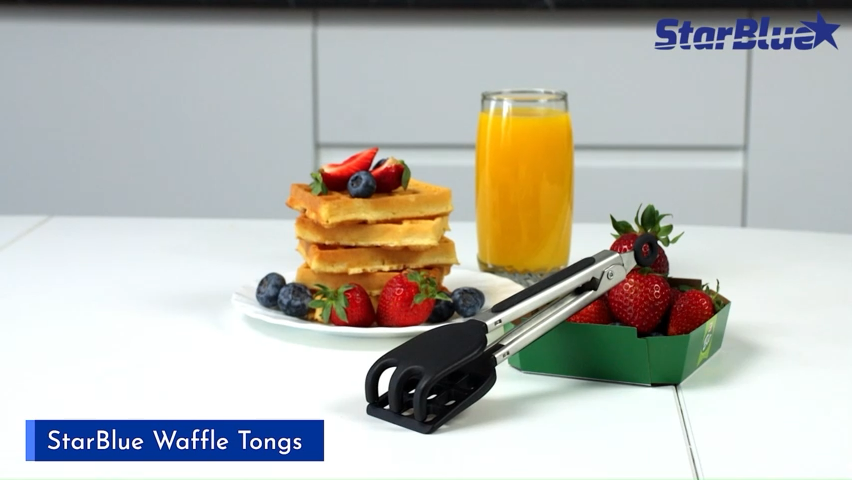thumbnail video image 2 of Mini Waffle Tongs by StarBlue – GREEN – 8 inches Silicone and Nylon Serving Tongs with Non-Slip Smooth Handles, 2 of 7