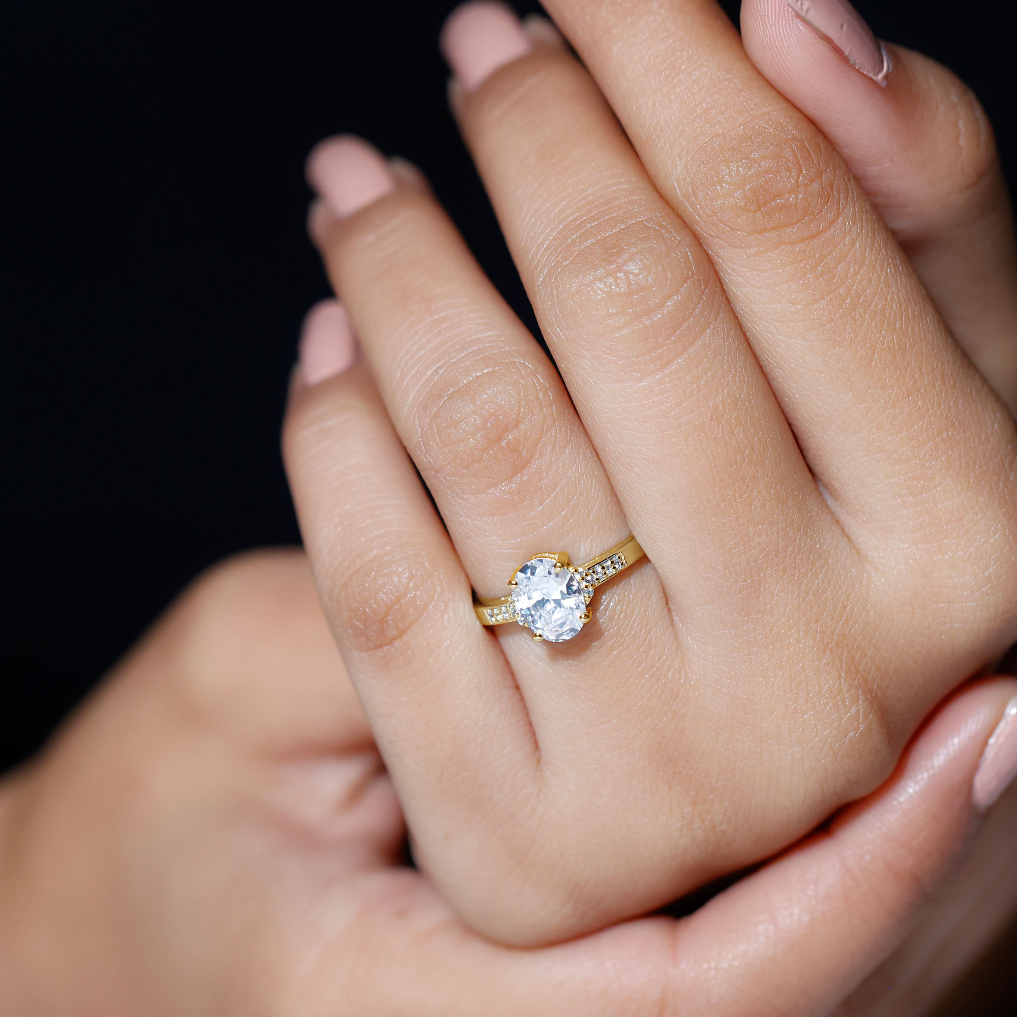 thumbnail video image 2 of Rosec Jewels Lab Created Diamond Engagement Ring - 6X8 mm Oval, EF-VS Grade Certified, 10K White Gold, US 8.00, 2 of 9