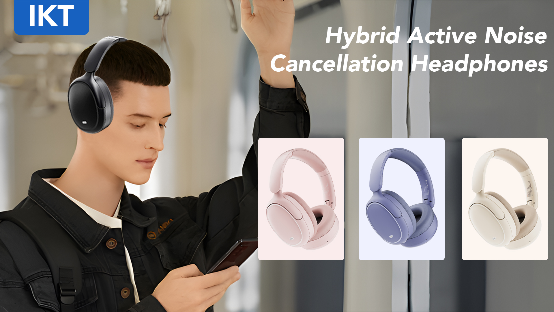 thumbnail video image 2 of Hybrid Active Noise Cancelling -45dB, Bluetooth Headphones 5.4, 50H Playtime Earbuds, Clear Call with 4 Mics, Bass Boosted by 90%, Comfort Fit Over Ear Headphones for Travel Home Office PC Black, 2 of 10