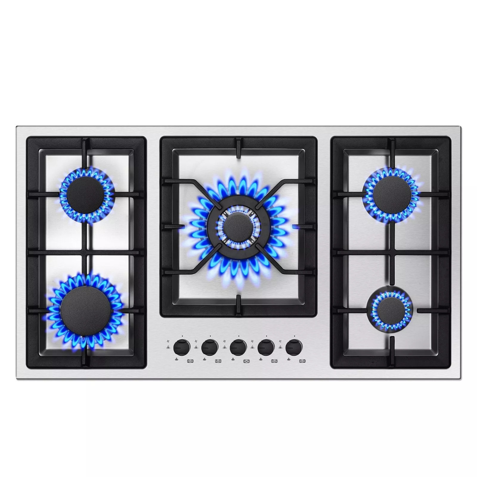 thumbnail video image 2 of AMZGACHFKTCH 36 Inch Gas Cooktop with 5 Burners, Stainless Steel, LPG/Natural Gas Convertible, Thermocouple Protection, 2 of 12