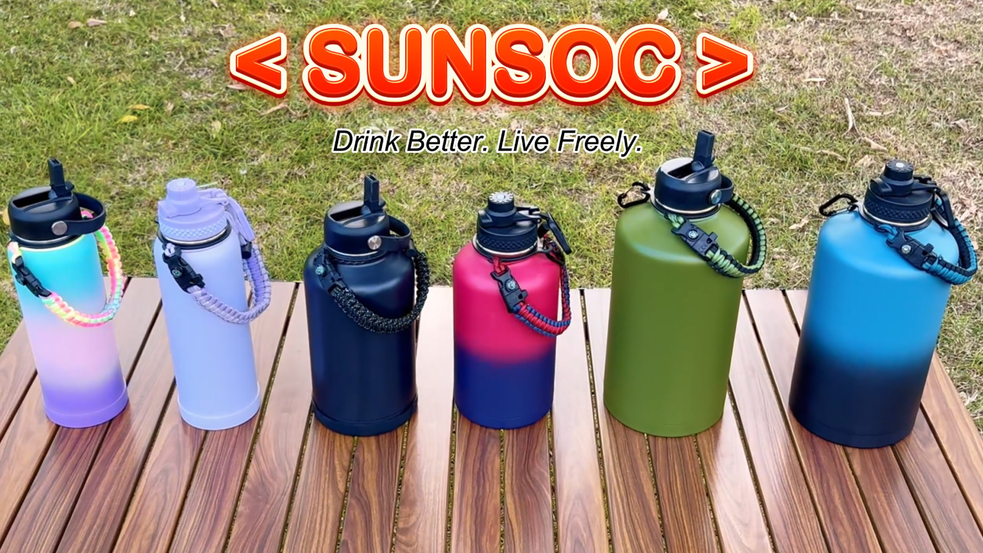 thumbnail video image 2 of 1 Gallon Water Bottle with Spout Lid - 128oz Stainless Steel Insulated Water Bottle with Paracord Handle, Carrier Bag with Strap, Keep Cold-48H Hot-24H,Large Metal Water Jug for Travel Camping, 2 of 10