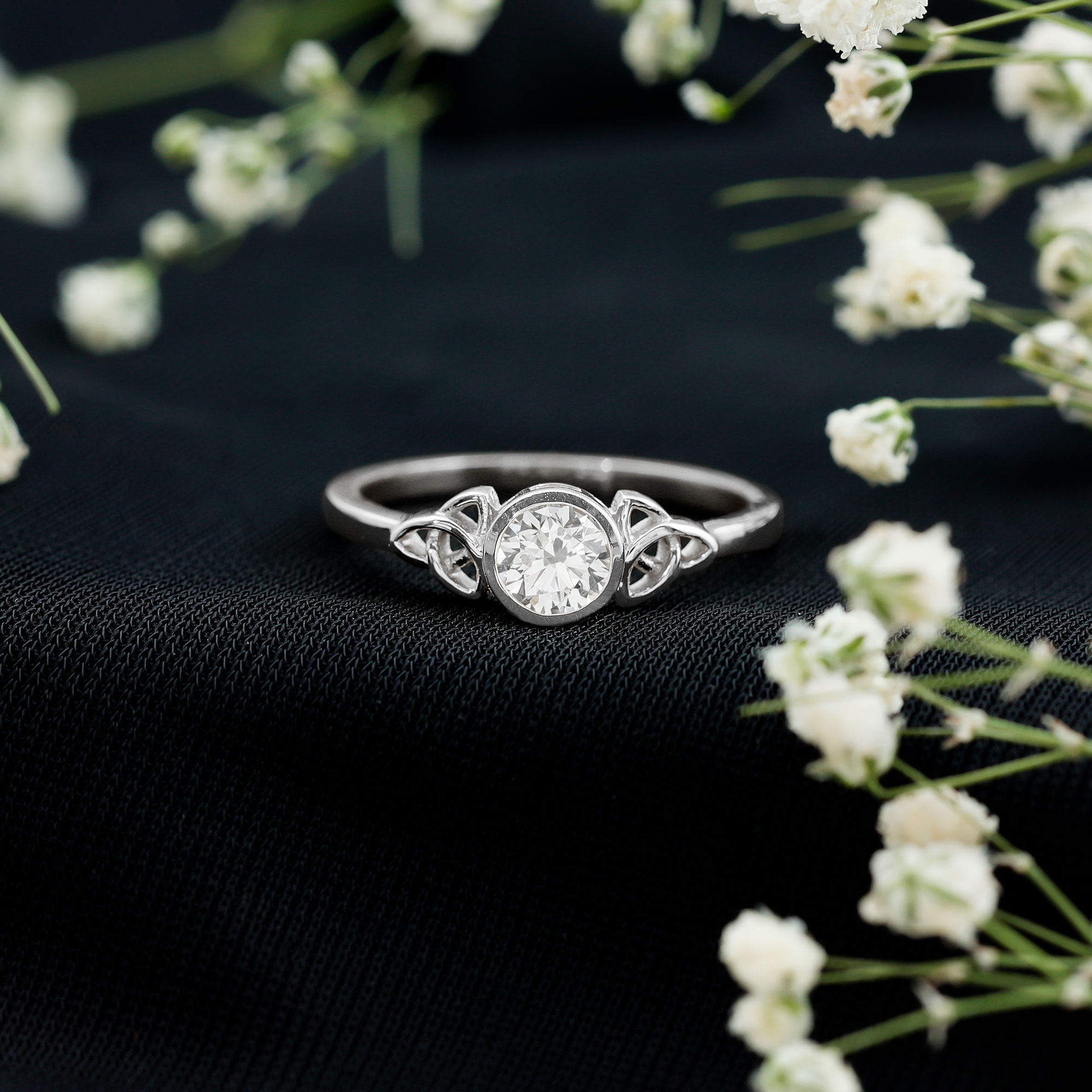 thumbnail video image 2 of Rosec Jewels Certified Lab Grown Diamond Promise Ring for Women - Celtic Knot Ring - EF-VS Quality - Ready to Gift for Valentines, 14K White Gold, US 8.50, 2 of 9