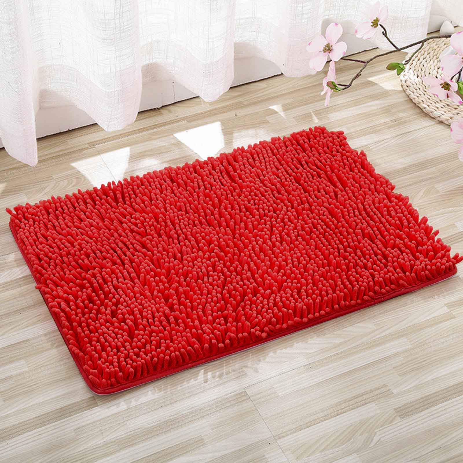 thumbnail video image 2 of Kingtowag Bath Mat, Bright Red Bathroom Carpet Won'T Slip Bathroom Mat Soft and Comfortable Furry Thickened Bathroom Carpet Machine Washable Reusable, 1Pc Bathroom Mat Red, 2 of 9