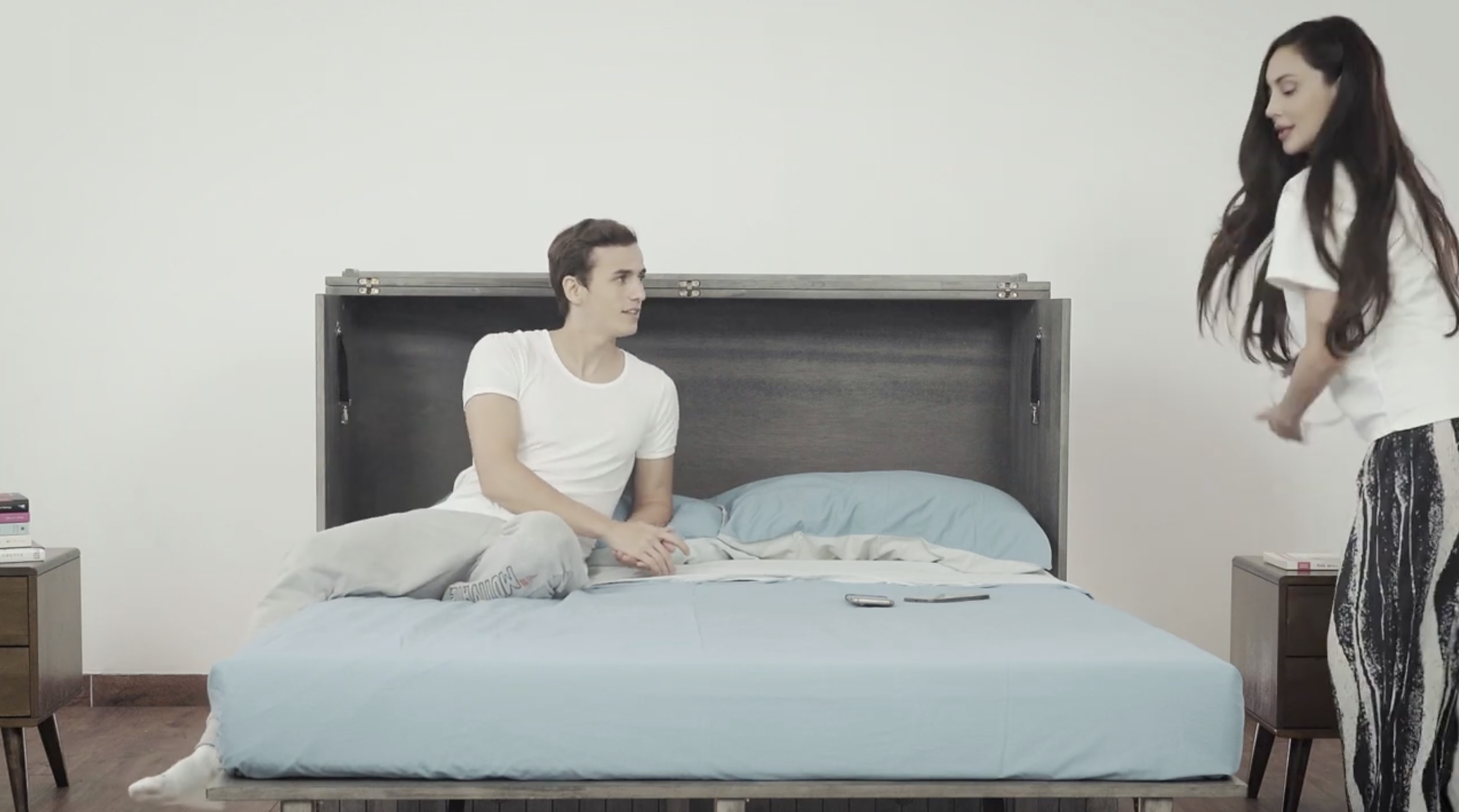 thumbnail video image 2 of Mega Solutions Tuscany Murphy Cabinet Chest Bed with Charging Station 6 Inch, Queen (White), 2 of 6