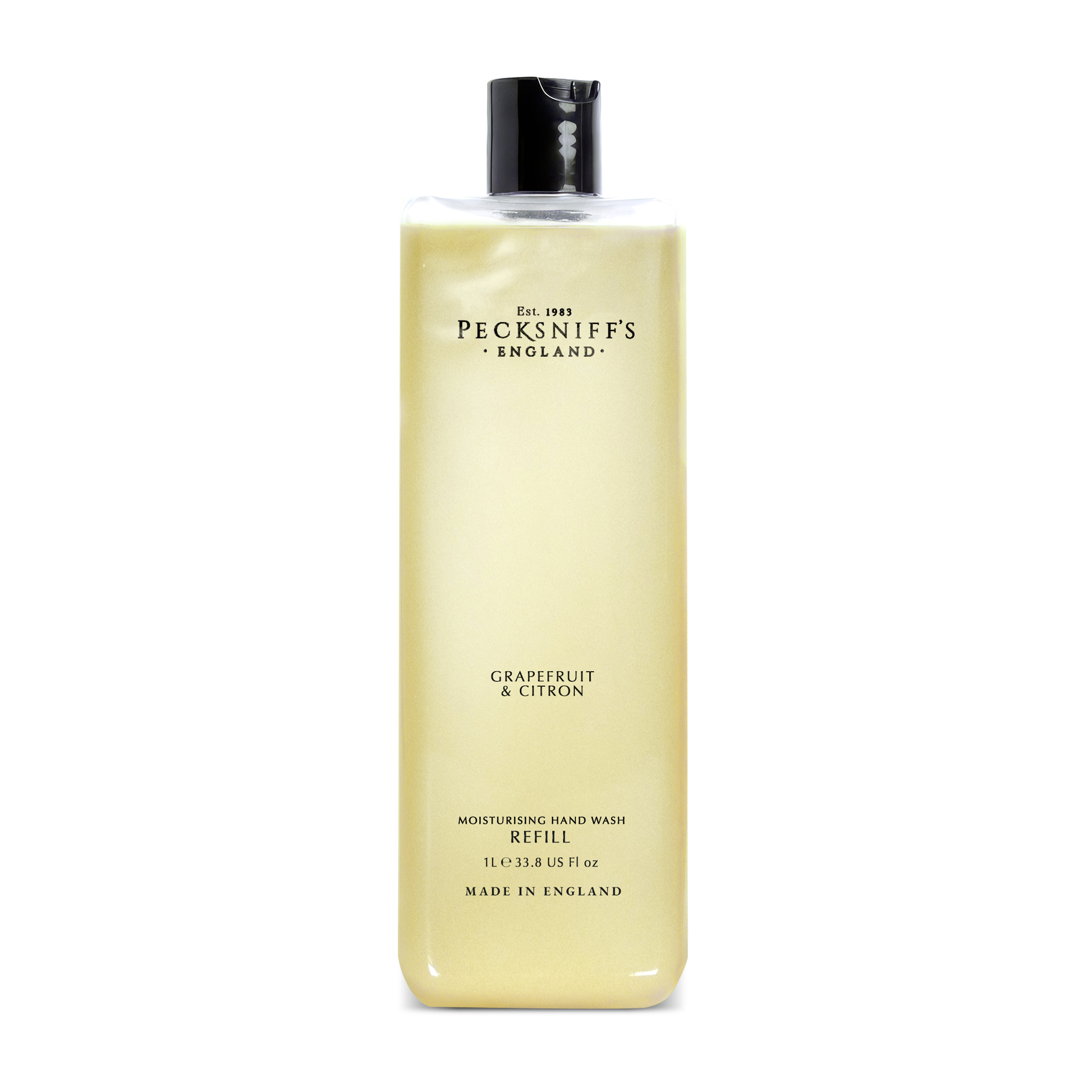thumbnail video image 2 of Pecksniff's Grapefruit & Citron Scented Moisturizing Hand Wash Refill | 1 L/1000 ml, 33.8 fl oz, 2 of 9