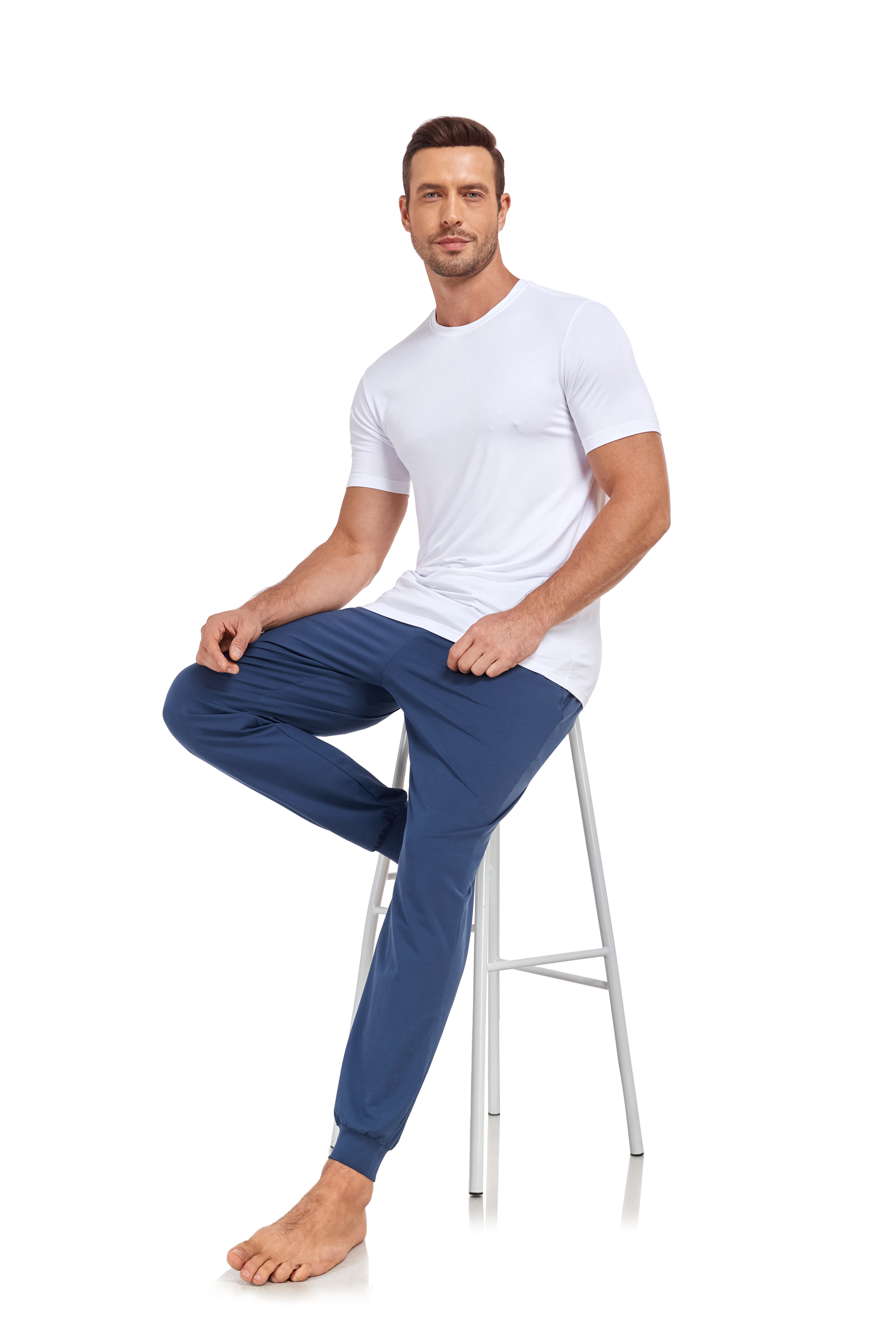 thumbnail video image 2 of ANLIQI Men's Jogger Sleep Pants Cotton Pajama Bottoms Soft Lightweight Loungewear with Drawstring and Pockets 2 Pack(Dark Gray&Navy Blue,S), 2 of 8