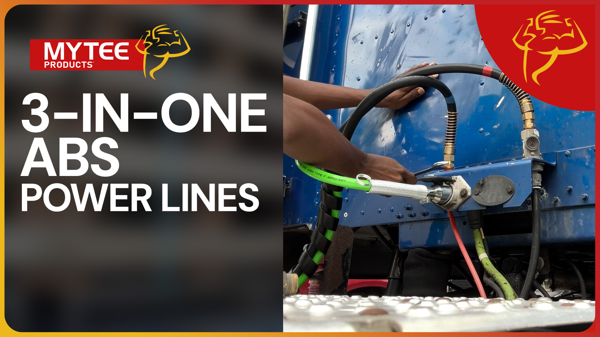 thumbnail video image 2 of 3-in-One Wrap 7 Way Electrical Green ABS Air Brake Lines 15 Ft , Set of Standard Aluminum Gladhands Service & Emergency, Set of Gladhand Extension Handle Grips Set Red & Blue, 2 of 9