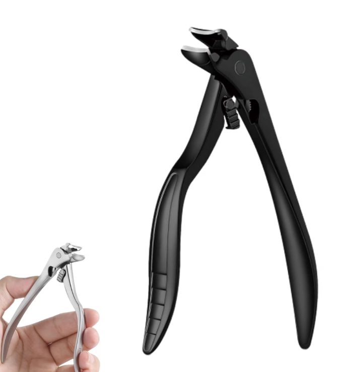 Nails Designer Simple Black Curved Nail Clipper for Seniors, Long Handle Curved Nail Clipper ...