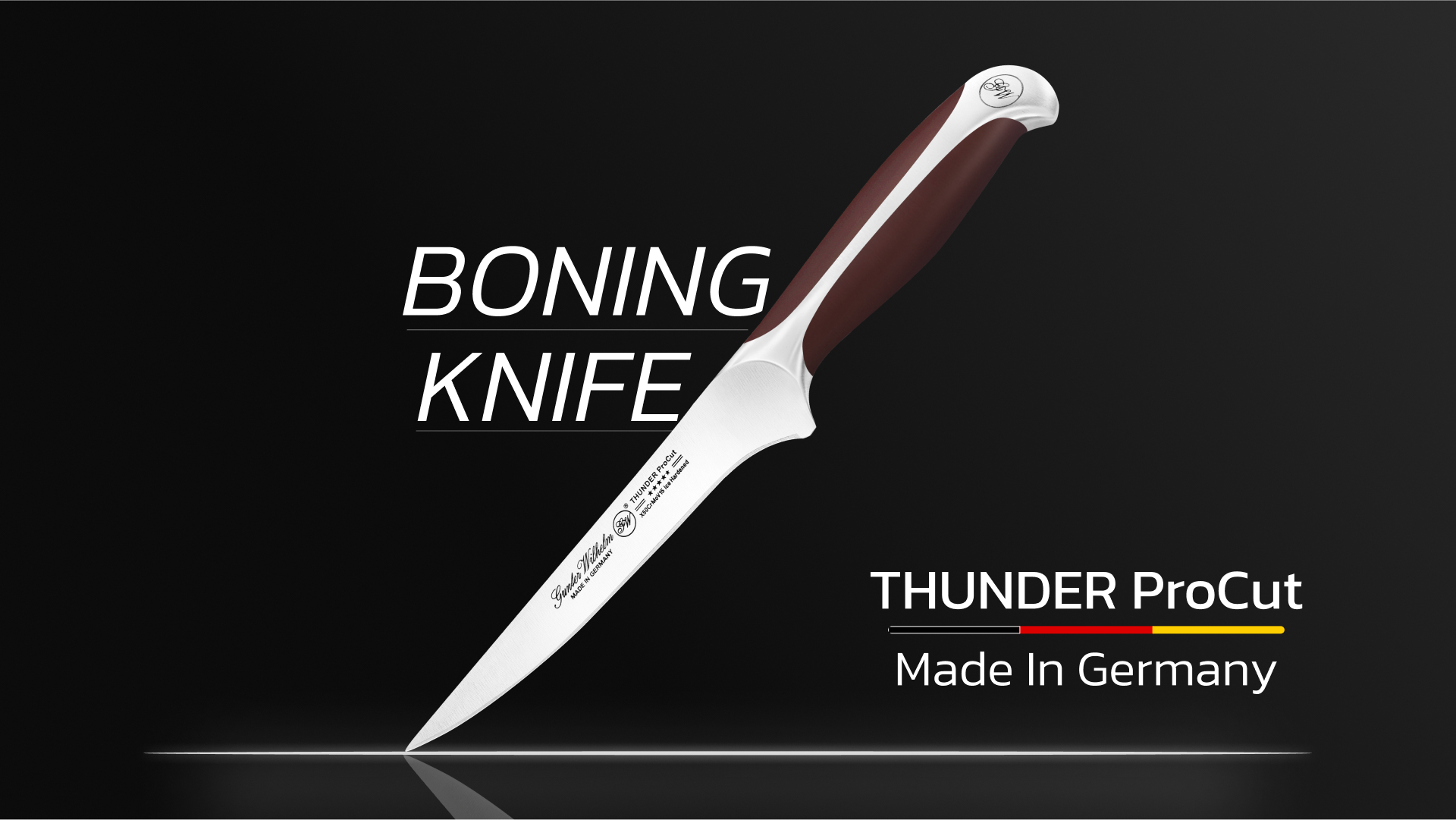 thumbnail video image 2 of Gunter Wilhelm Thunder ProCut 6" Boning Knife - Made in Germany - Brownish Handle, 2 of 6