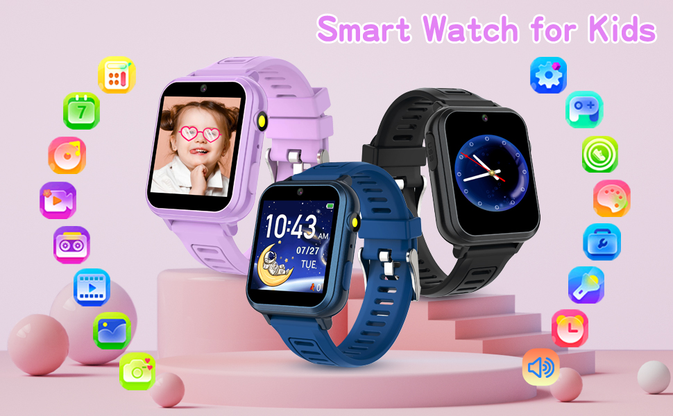 thumbnail video image 2 of Kids Game Smart Watch Gifts for Girls Age 4-12, 24 Puzzle Games HD Touch Screen Smart Watches with Video Camera Music Player Pedometer Flashlight 12/24hr, Educational Toys for 8 10 12 Year Old Girl, 2 of 7