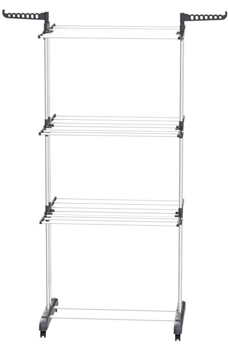 HOMIDEC Clothes Drying Rack, Oversized 4-Tier(67.7 High) Foldable  Stainless Steel Movable Drying Rack with 4 castors, 24 Drying Poles & 14  Hooks for