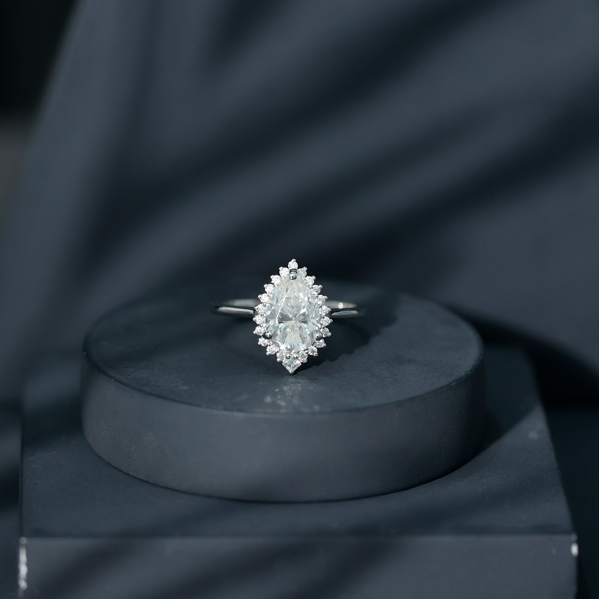 thumbnail video image 2 of Rosec Jewels - 925 Sterling Silver Moissanite Ring 3 Ct - 7X10 mm Pear Shape Ring D-VS1 Quality - Big Engagement Ring for Women, US 8.00, 2 of 8