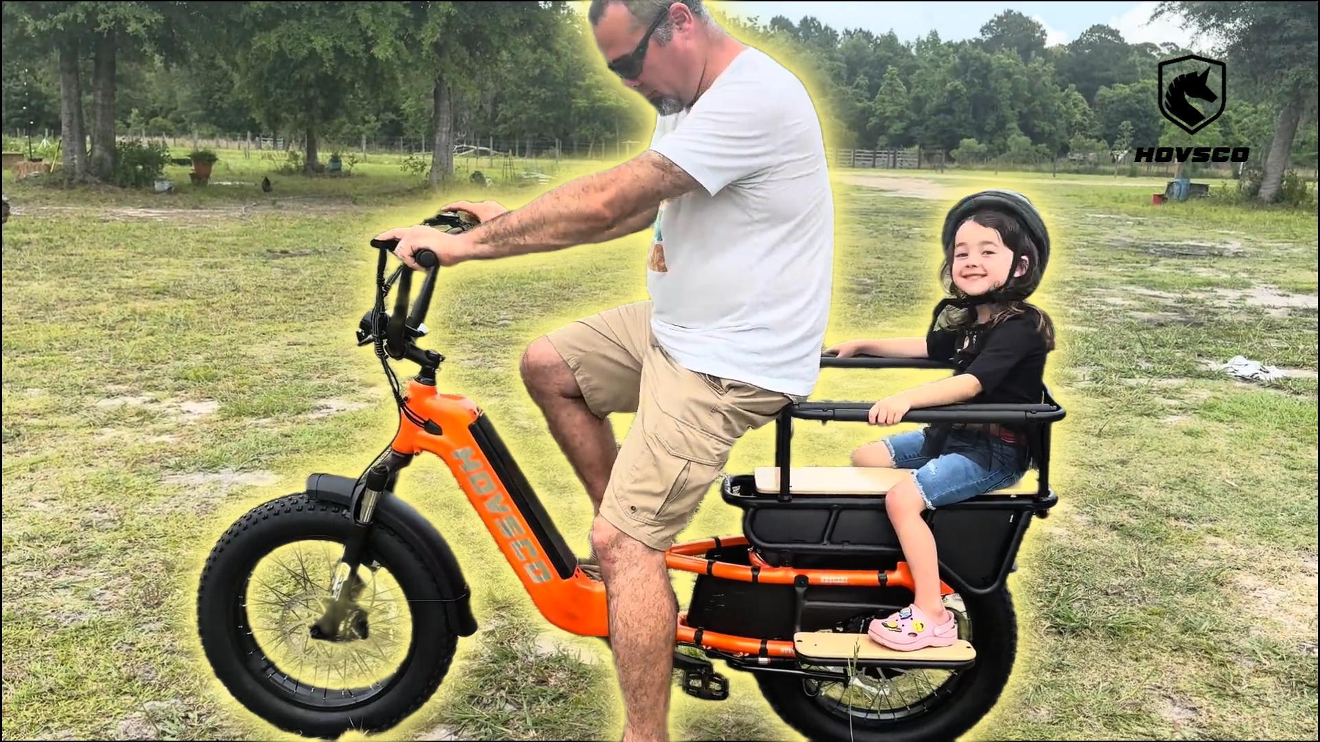 thumbnail video image 2 of HOVSCO HovCart Peak 1300W Electric Bicycle, 28mph E Cargo Bike, 20" x 3" E Mountain Bike for Adults, 48V/15AH UL2849, 2 of 13