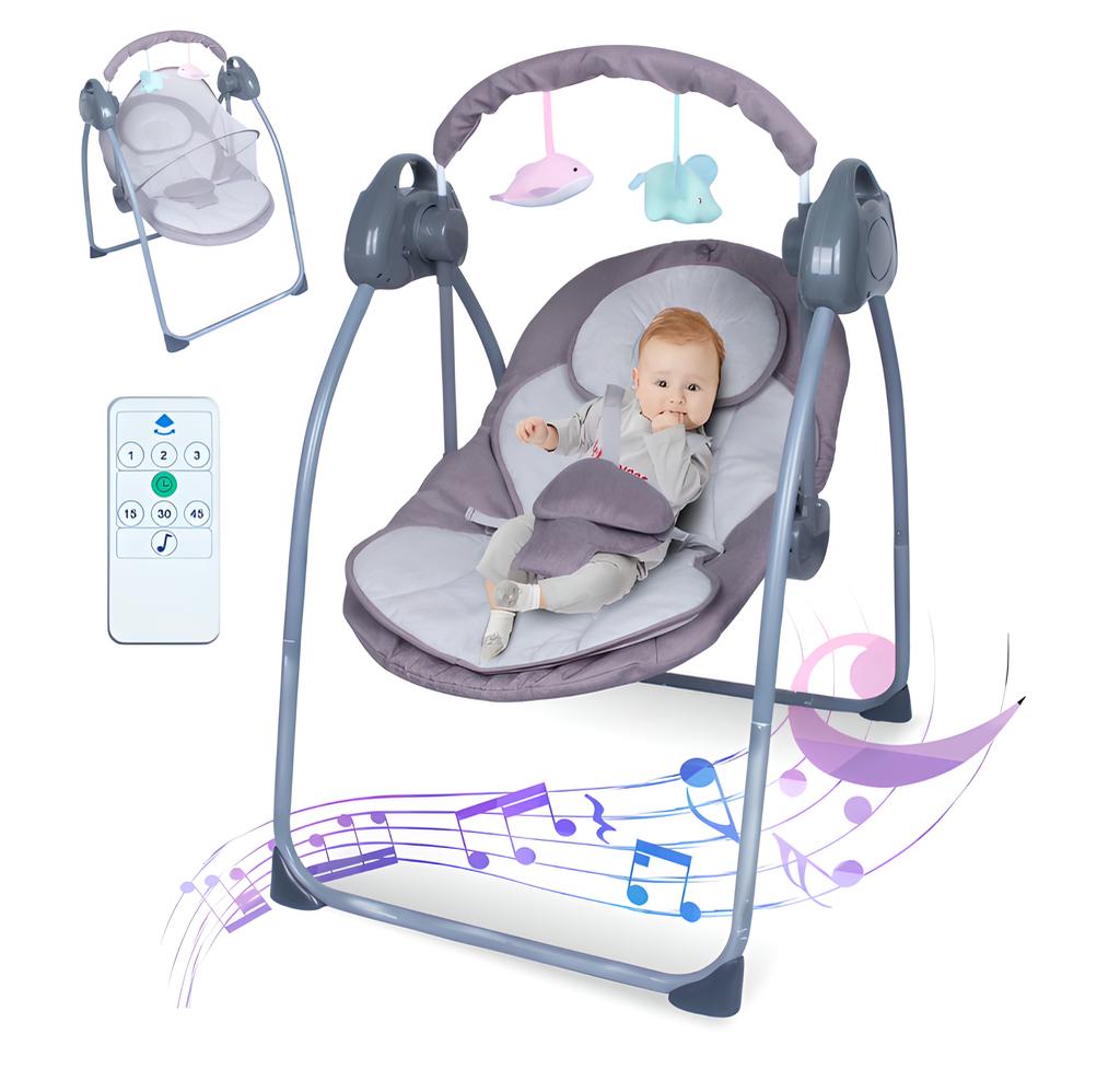 thumbnail video image 2 of HDUTNGISN Gray Electric Baby Swing for Newborns,Motorized with Bluetooth Music & Remote Control, 2 of 12