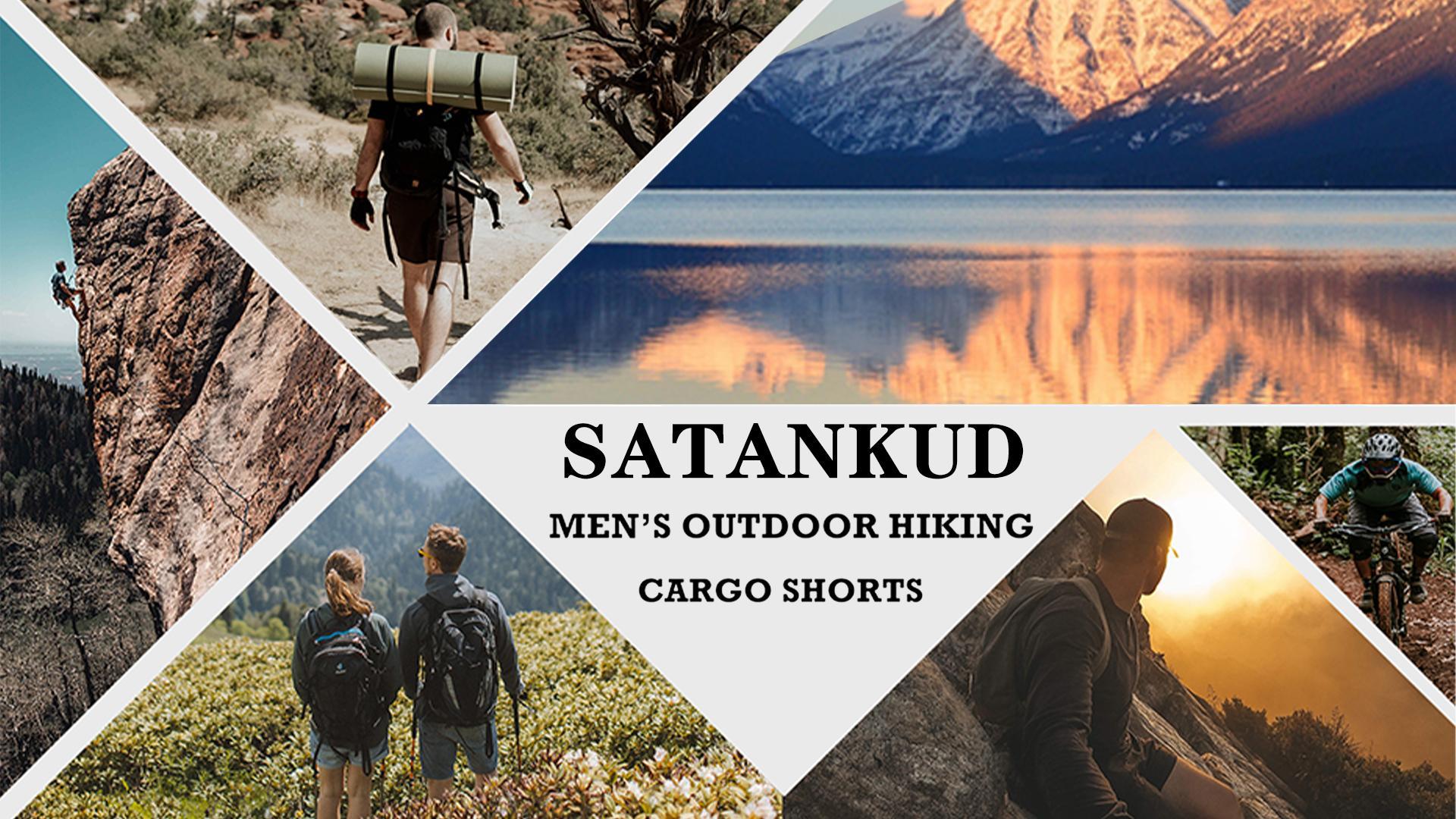 thumbnail video image 2 of Satankud Men's Casual Cargo Shorts Classic Relaxed Drawstring Stretch Elastic Waist Beach Shorts with 5 Pockets CamoArmy-36, 2 of 8