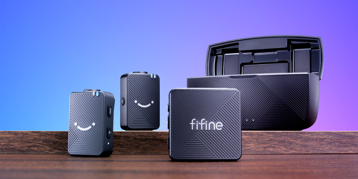 thumbnail video image 2 of FIFINE M9W Dual Wireless Lavalier Microphones with Receiver for iPhone/Android/Camera, Mini Mics, Mute, 50m Stable Connect for Vlog, Video, Interview, 2 of 10