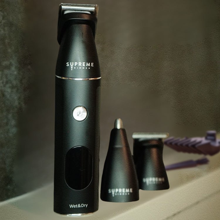 thumbnail video image 2 of Supreme Trimmer All-in-One Waterproof Multigroomer for Men | Beard, Body, Pubic & Nose Hair Trimmer Kit | No-Nick LCD Grooming Clippers, Rechargeable Full Body Shaver | SMG3030, 2 of 10