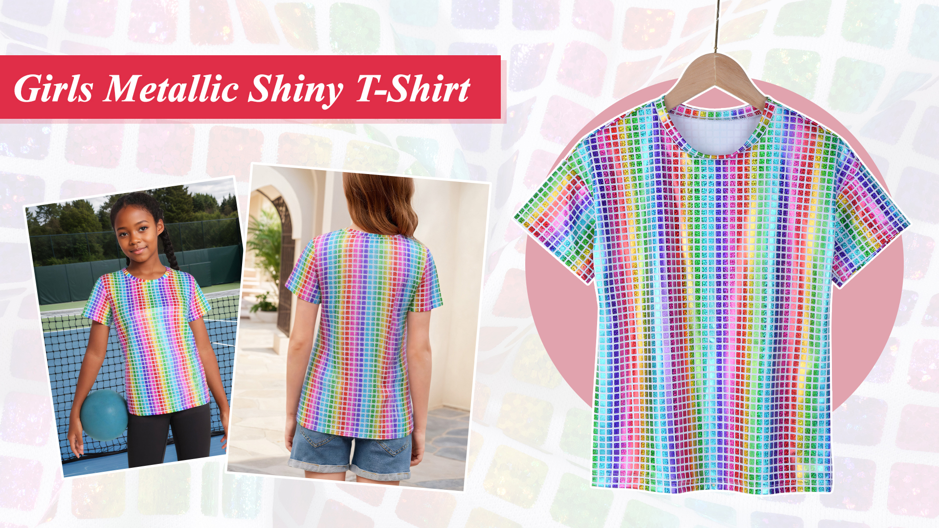 thumbnail video image 2 of Happy Cherry Girls Boys Shiny Sequins Shirt Unisex Hip Hop Disco Tops Kids Sparkle Metallic Jazz Dancewear Dance Performance Costume 15-16 Years, 2 of 7