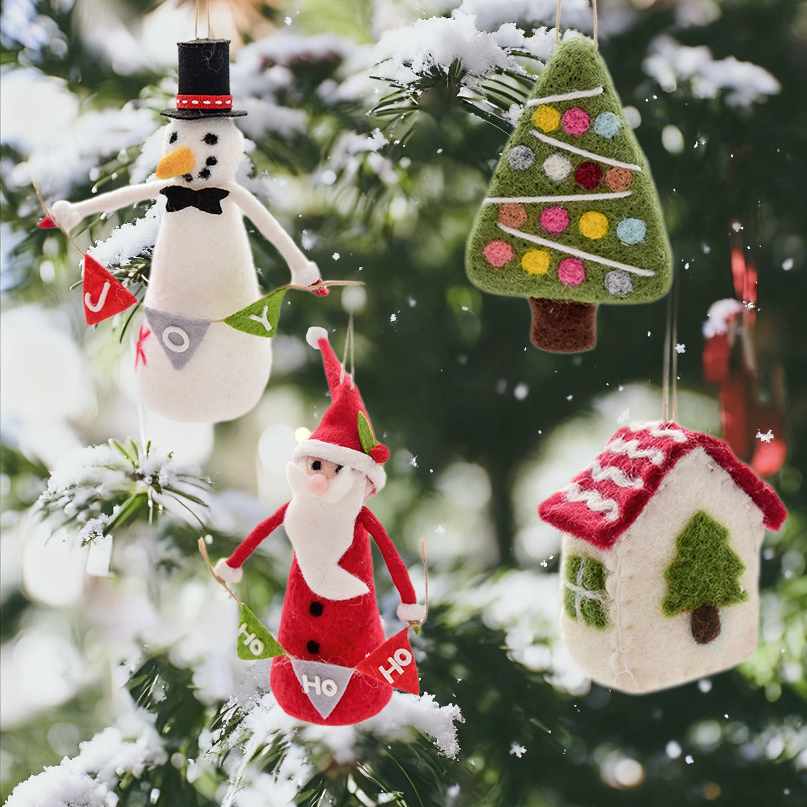 thumbnail video image 2 of Wool Felt Christmas Tree Ornaments - Ins Style Snowflake-Themed Hanging Decor, Handmade Crafts for Christmas Tree & Holiday Party Layout, Beige, 1pcs​, 2 of 7