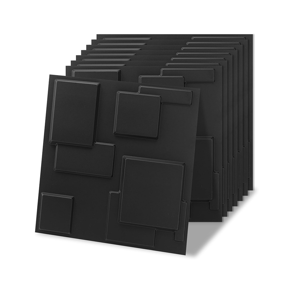 thumbnail video image 2 of Decorative Textured PVC 3D Wall Panels for Interior Wall Decor in Living Room, Bedroom in Black, Pack of 30 Tiles, 29 Sq.Ft, 2 of 6