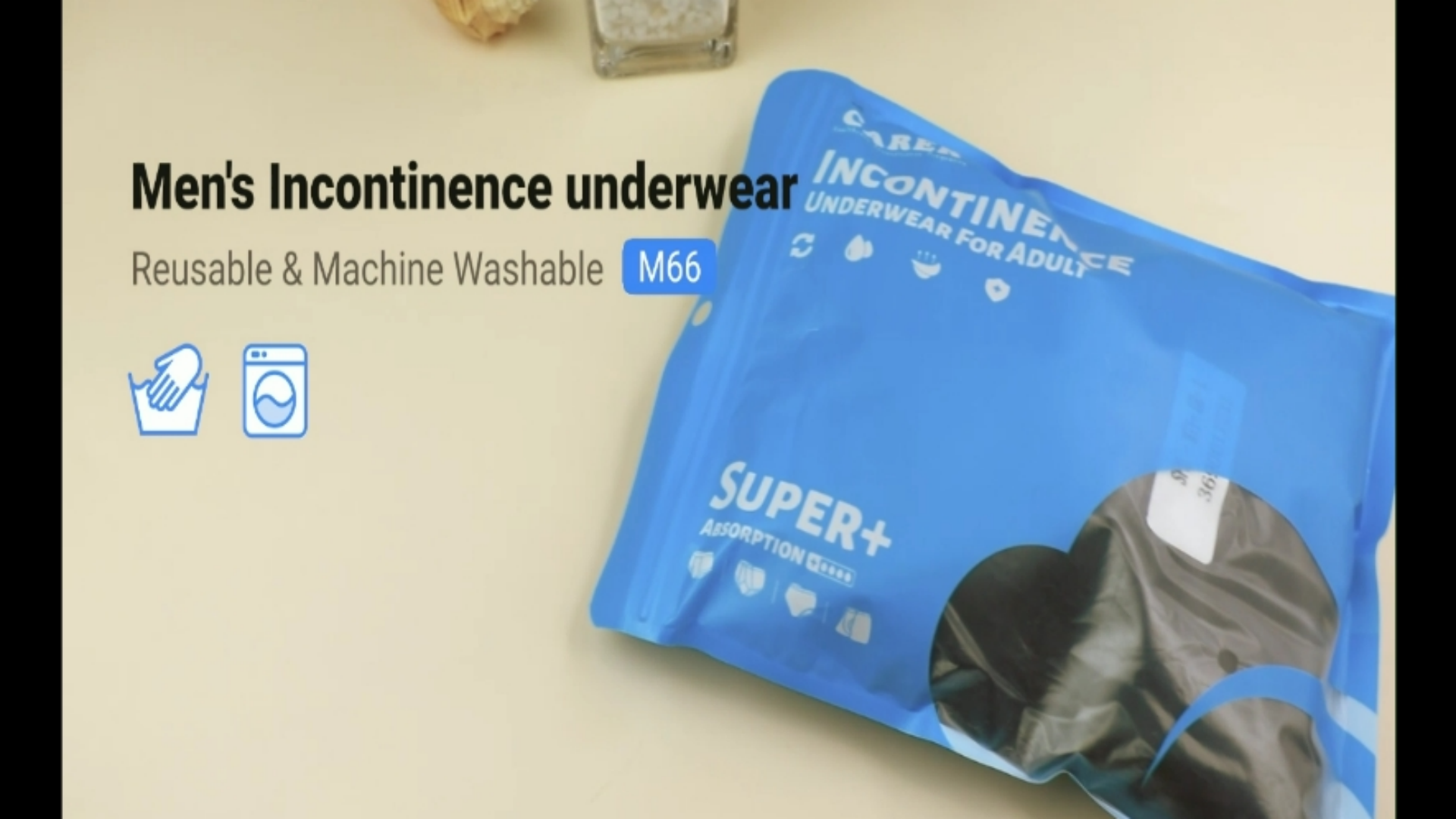thumbnail video image 2 of CARER Incontinence Underwear for Men Cotton Reusable Men's Incontinence Underwear with Front Absorption Area, 2 of 9