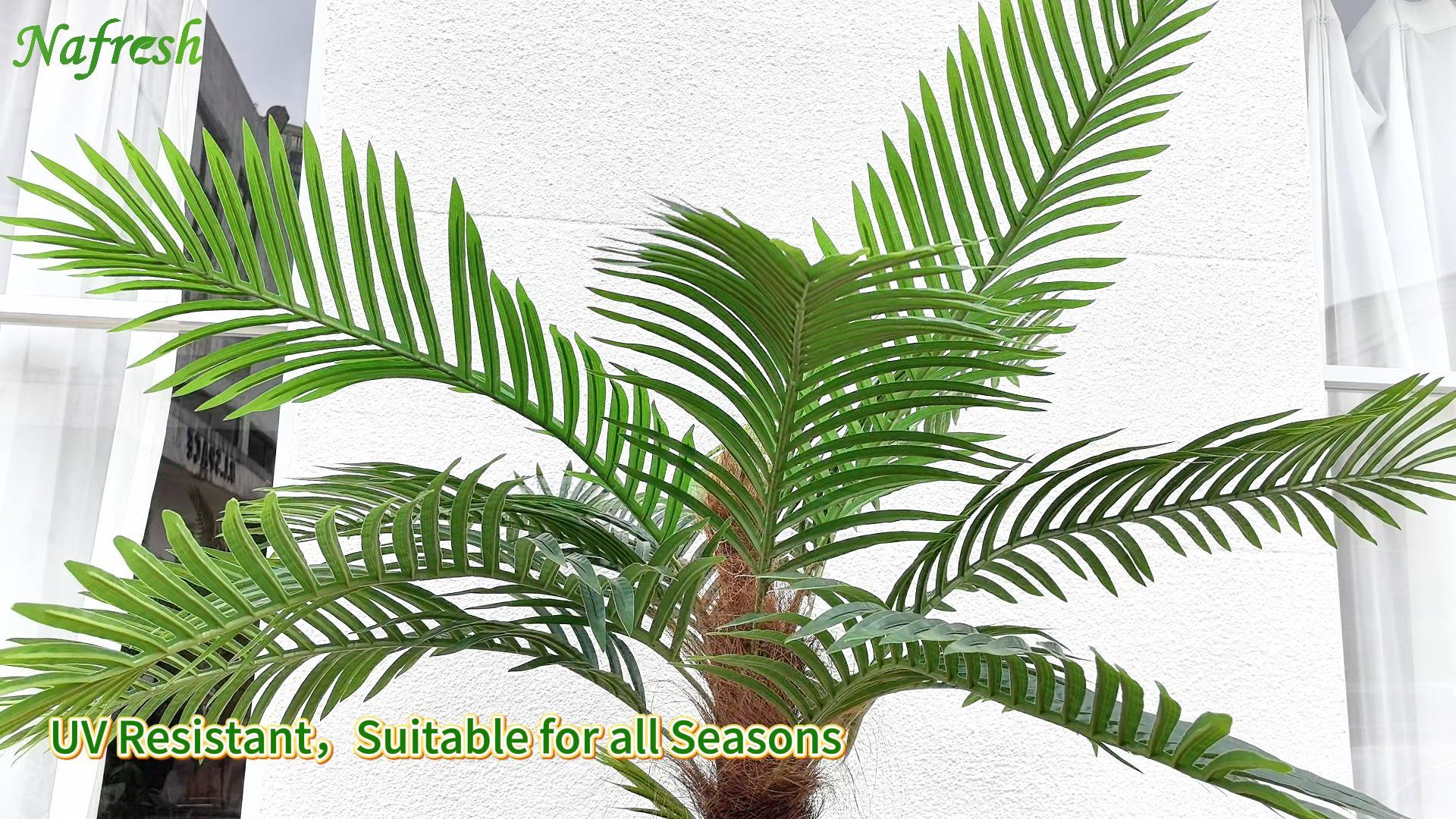 thumbnail video image 2 of Nafresh 8ft UV Resistant Faux Palm Tree with Full and Lifelike Leaves , 96in Artificial Palm Tree with Realistic Trunks and Real Bark for Outdoor Indoor Home Office Decor., 2 of 10