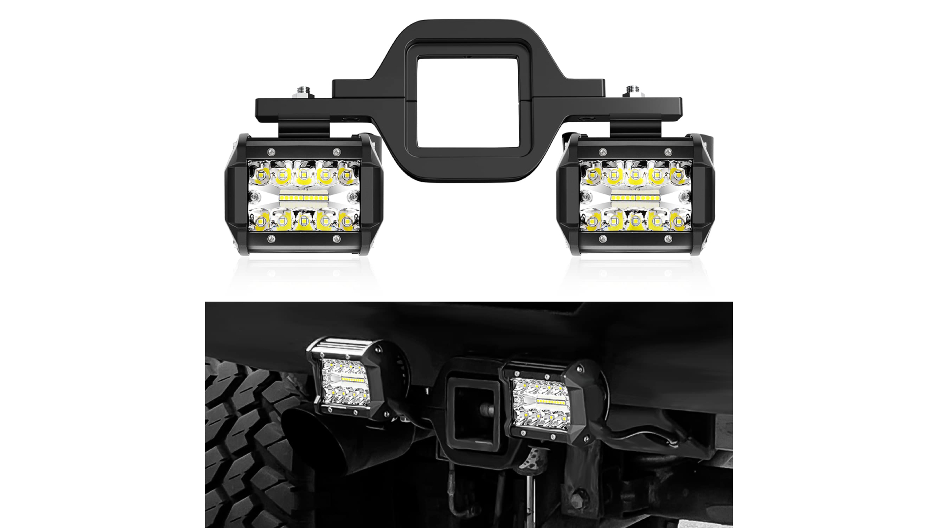 thumbnail video image 2 of GOOACC Led Work Light Pods, 4inch 60W Led Lights with 2inch Tow Hitch Mounting Brackets Fit Off-Road Driving Led Backup Reverse Lights for Truck Trailer SUV Pickup, 2 of 8