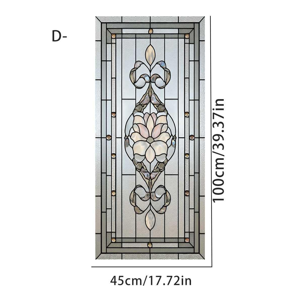 thumbnail video image 2 of European Style Stained Glass Window Film, Decorative Privacy Window Film, Static Cling Removable Glass Cover Sun Blocking Anti UV for Home Bathroom Living Room 17.7x 39.4 Inches, 2 of 7