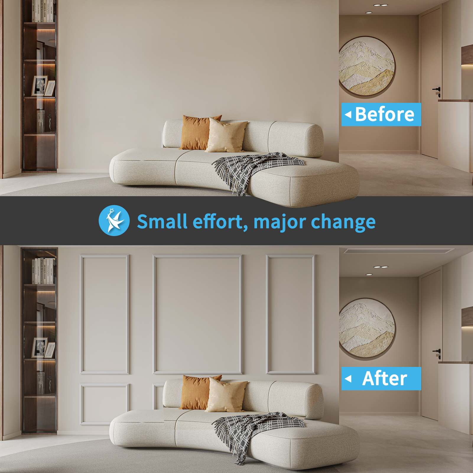 thumbnail video image 2 of Art3d Pre-Cut Wall Molding Set of 6 pcs, Ready-to-Assemble Wainscoting Panels for Interior Wall Décor Living Room Bedroom Accent Wall, 2 of 8