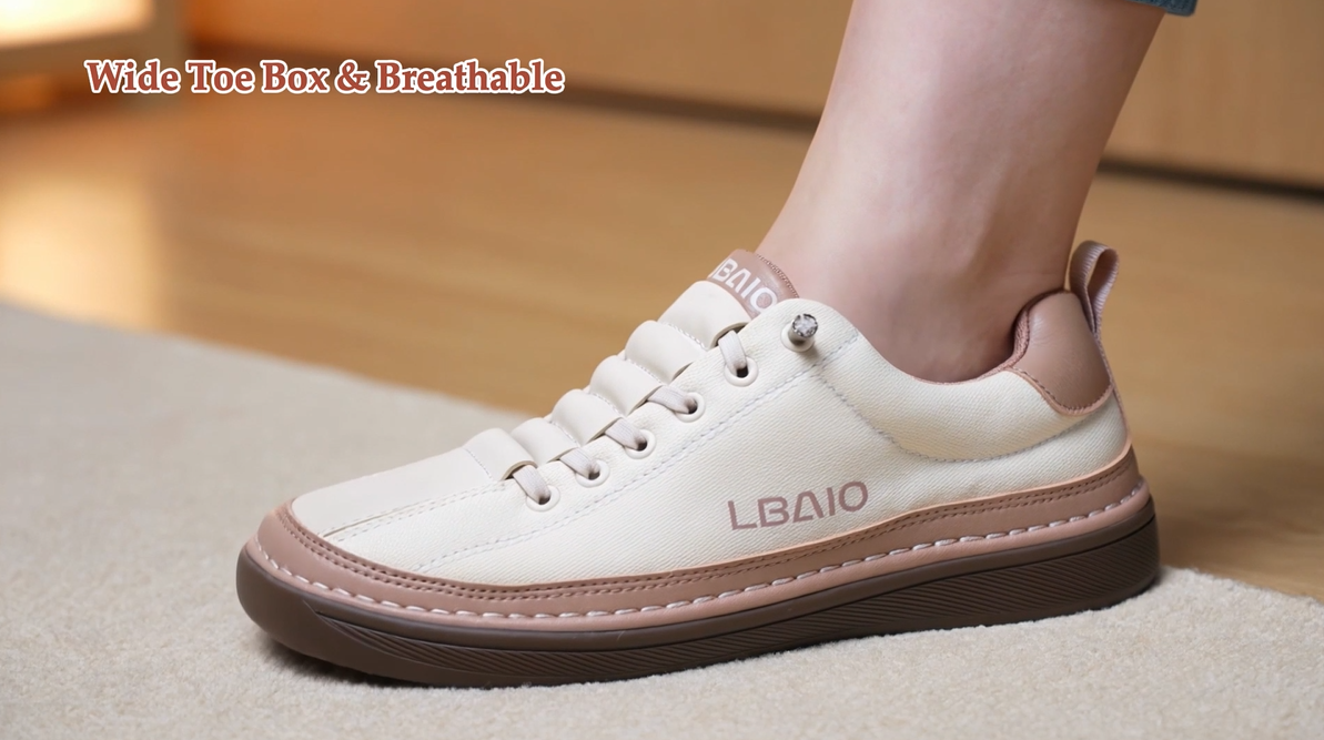thumbnail video image 2 of LBAIO Barefoot Minimalist Shoes Womens Mens Zero Drop Wide Width Slip-on Canvas Sneaker, 2 of 11