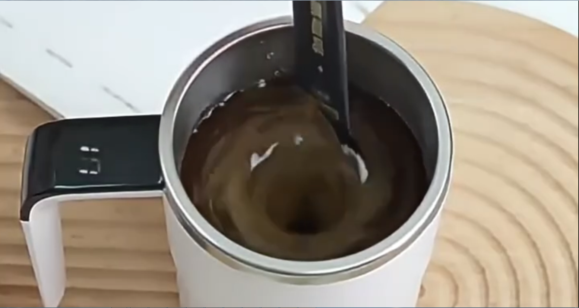 thumbnail video image 2 of Self Stirring Coffee Mug - Electric Automatic Magnetic Self Mixing Coffee Cup with Lid, Temperature Display, 2 of 7