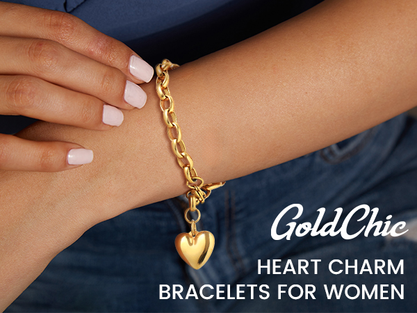 thumbnail video image 2 of KeyStyle Heart Charm Bracelets for Women Chain Bracelet Black Adjustable Link Bracelets Anniversary Valentine's Day Jewelry Gift for Girlfriend, 2 of 10