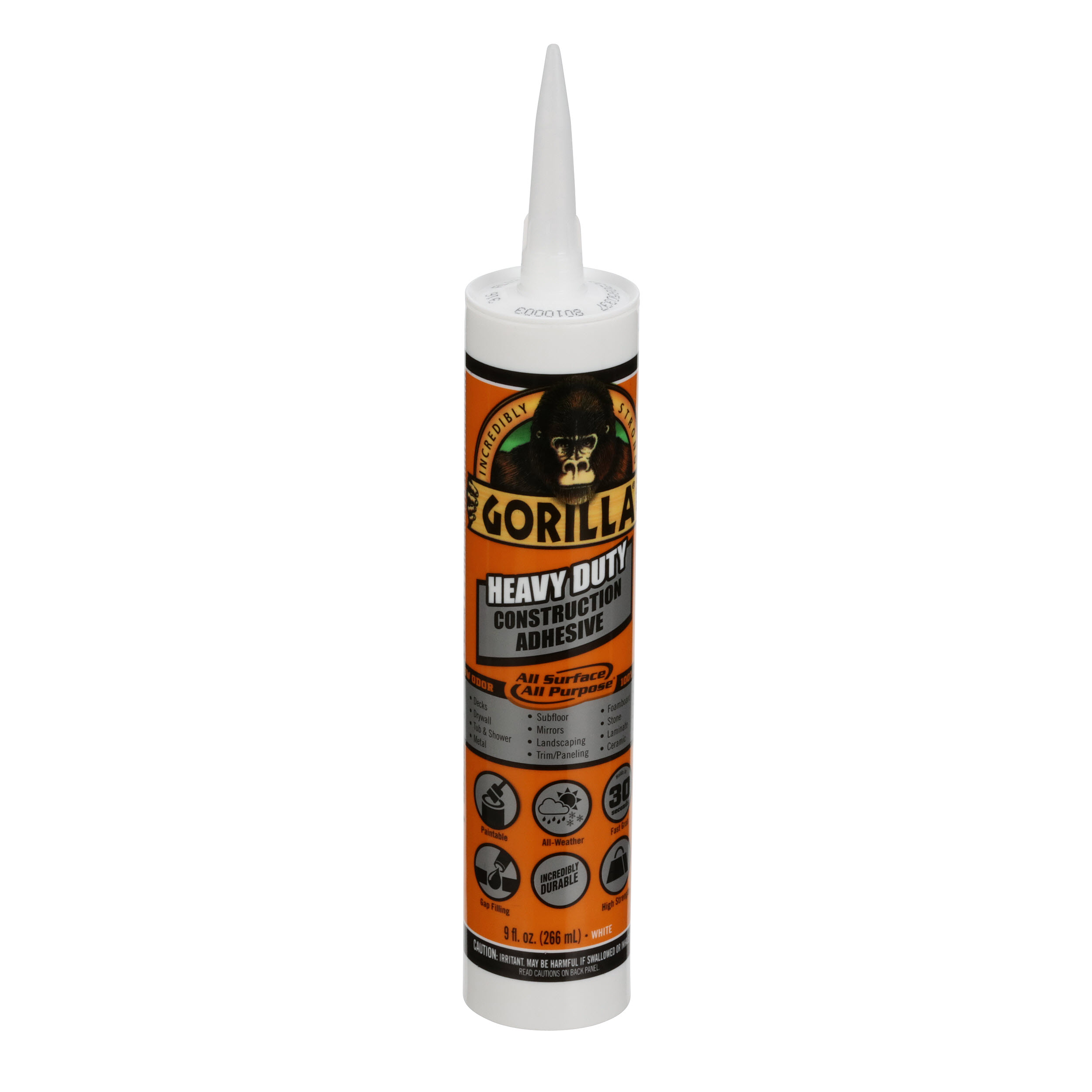 Gorilla Heavy Duty Construction Adhesive, 9 oz. Cartridge