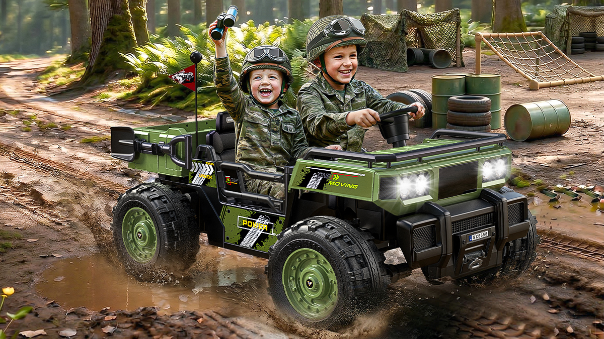 thumbnail video image 2 of TOKTOO 24V Powered Ride on Dump Truck, 24V 2 Seater Ride on Car for Big Kid, 24 Volt Ride on Toy with Powerful Wheels for Boy Girl, 24V Ride Ons for Kid Aged 3-8Y, Khaki, 2 of 9