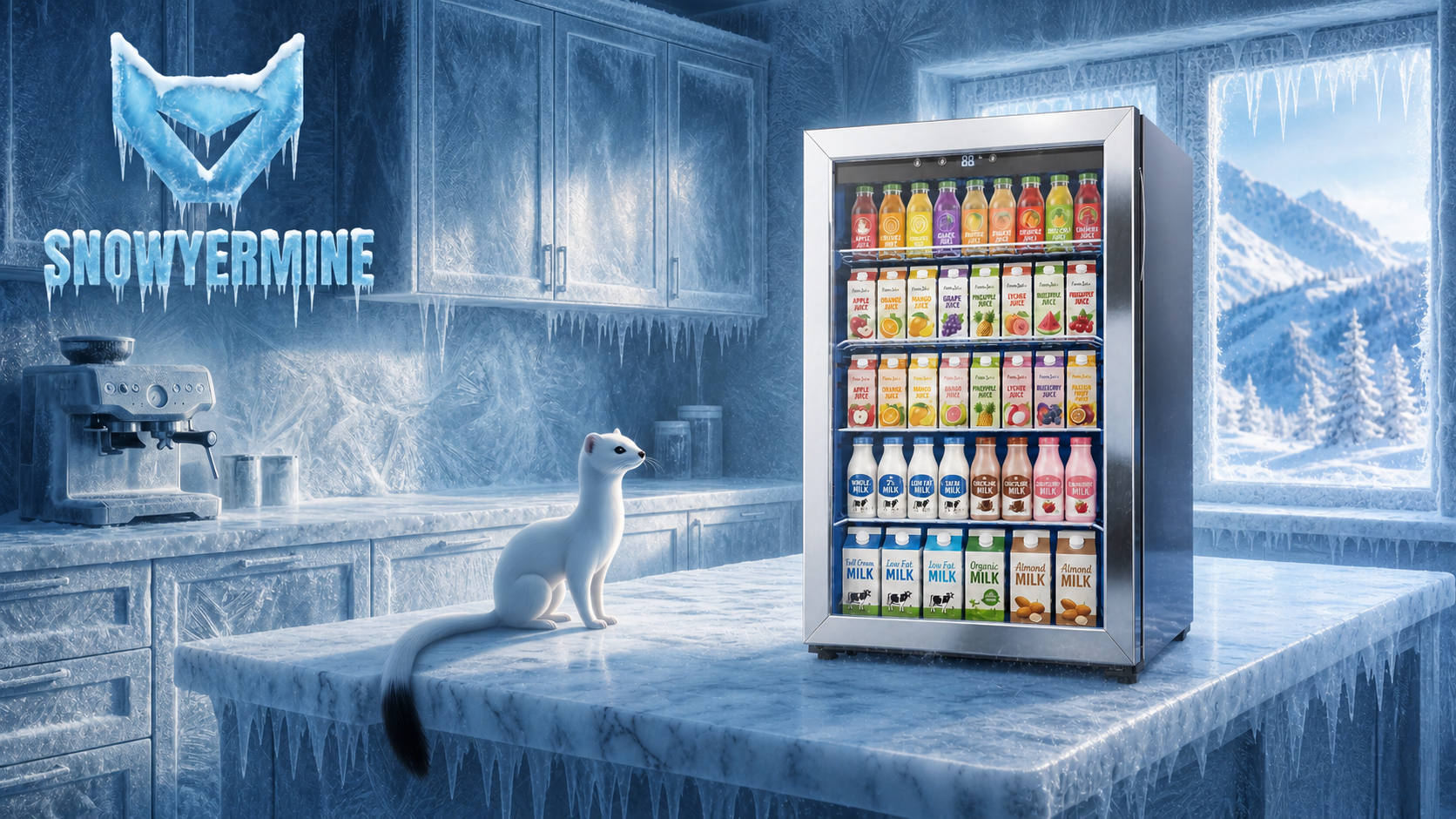 thumbnail video image 2 of Snowyermine 150 Can Beverage Refrigerator and Cooler with Glass Door for Home, 20.67 in W, 31.4 in H, Silver, 2 of 11