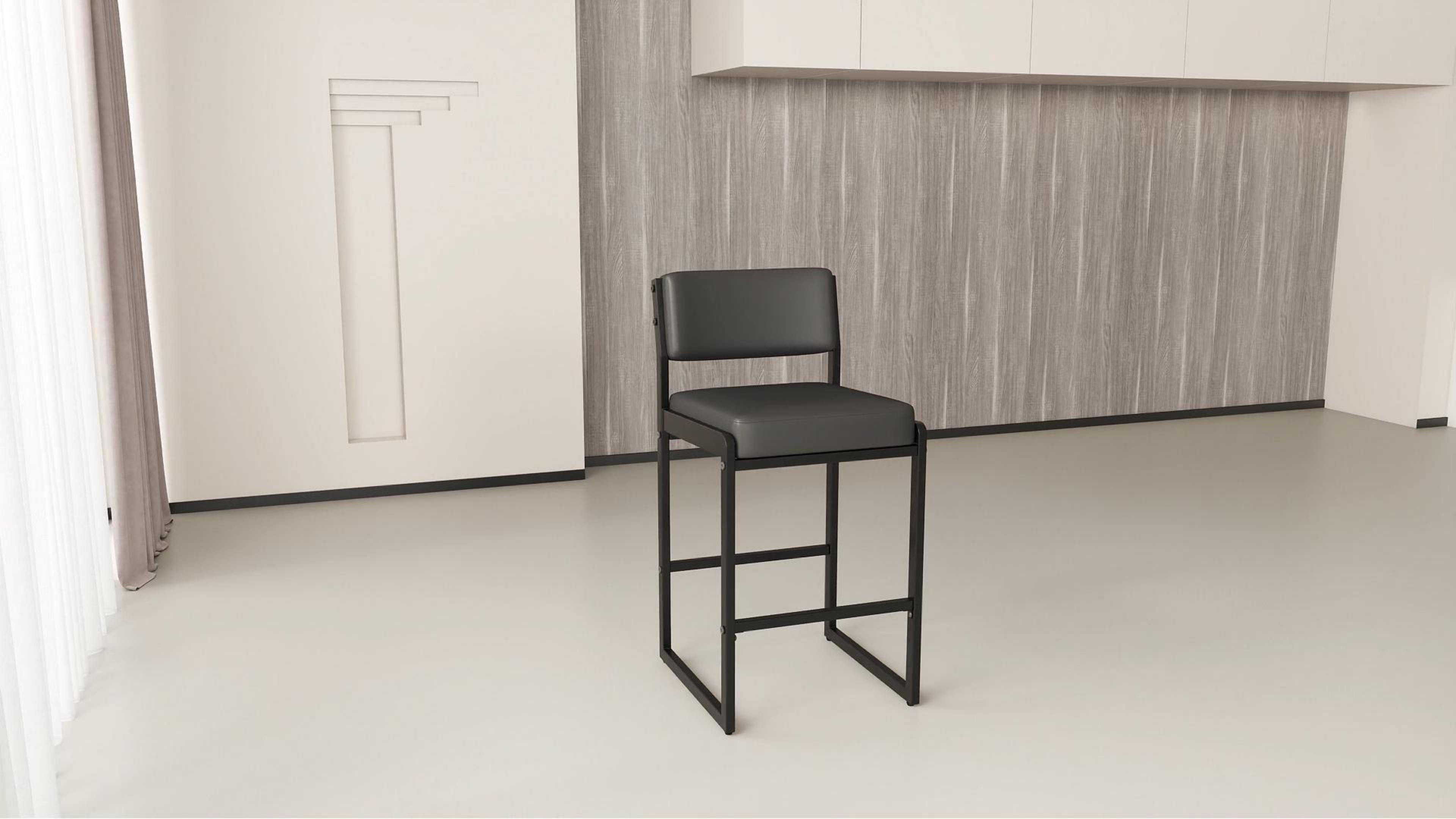 thumbnail video image 2 of MultiHaven 26" Counter Height Bar Stools Set of 4,Modern Upholstered Stool with Thick Back & Seat for Kitchen Island,Bar,Cafe - Grey PU, 2 of 9