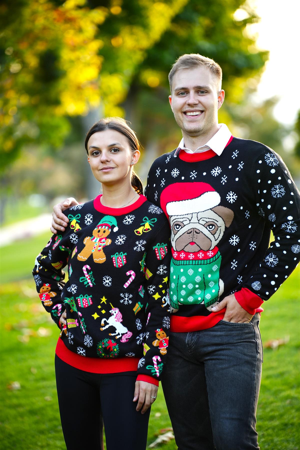 thumbnail video image 2 of Socal Look Adult Ugly Christmas Sweater, Long Sleeve Crew Neck Knit Holiday Pullover, 2 of 9