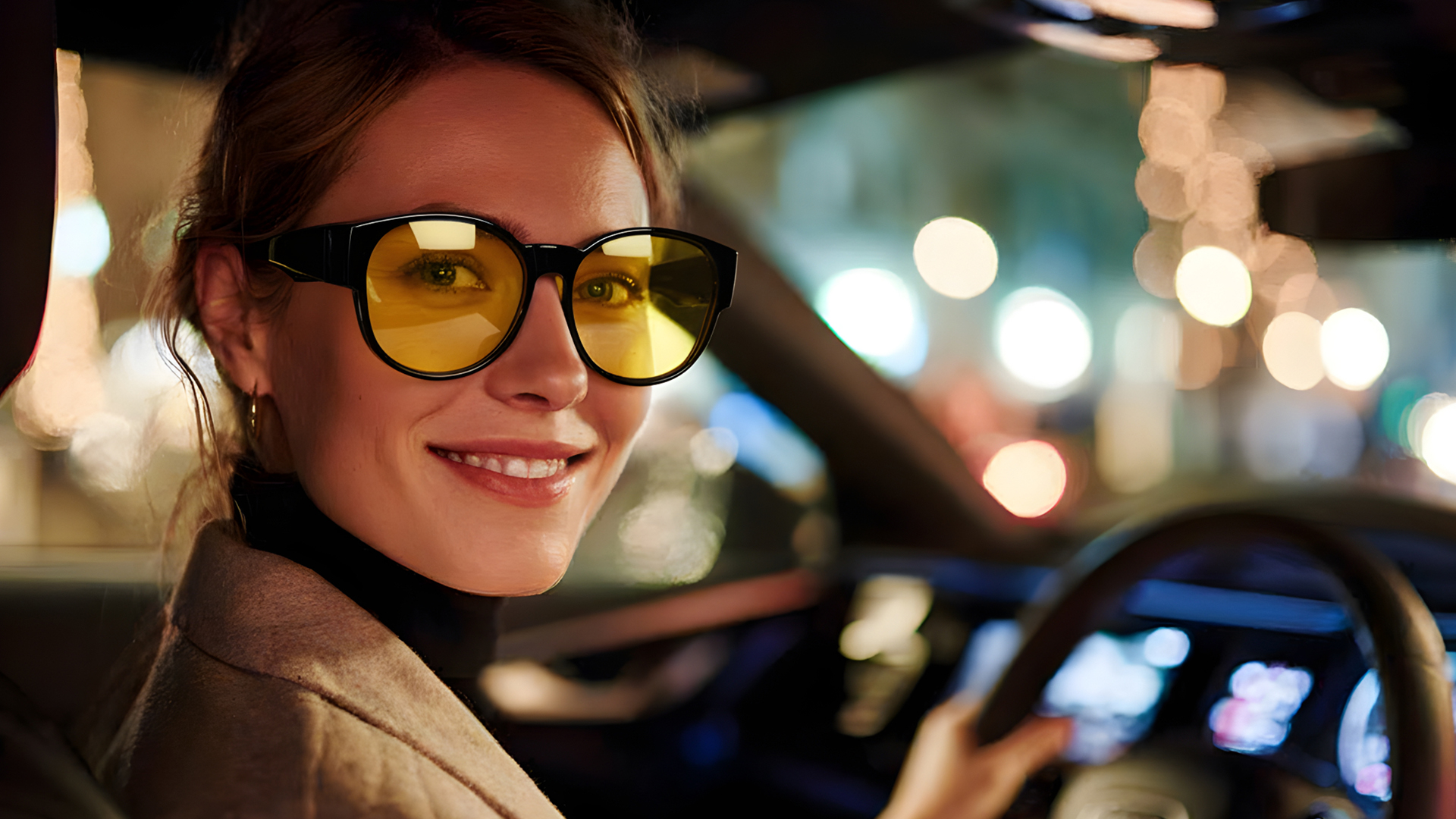 thumbnail video image 2 of TINHAO Night Driving Fit Over Glasses Anti-Glare Night Vision Glasses for Men Women Oversized Nighttime Glasses Yellow Lens, 2 of 8