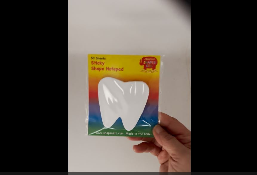 thumbnail video image 2 of SHAPES ETC. Sticky Shape Notepad - Tooth, 2 of 12