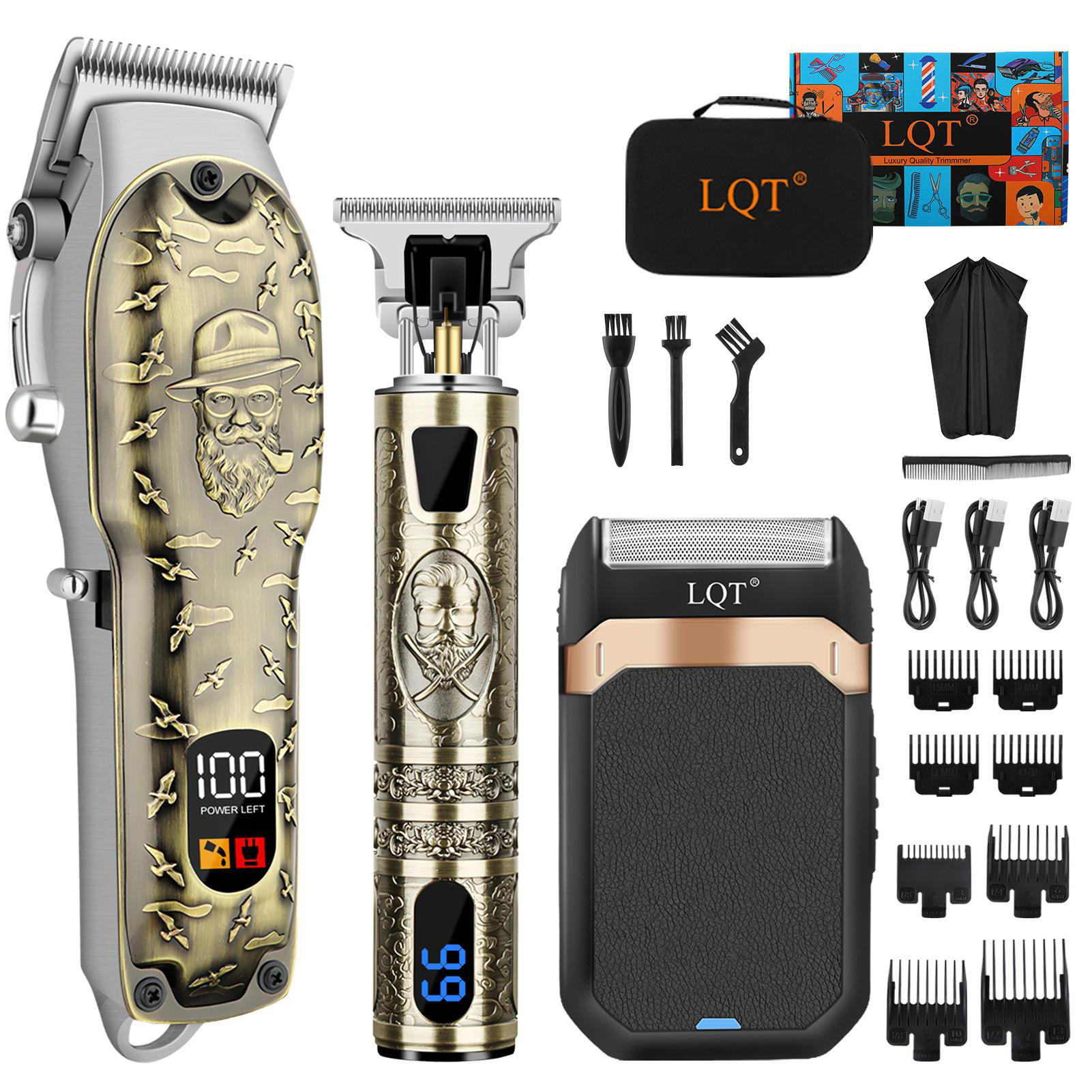 thumbnail video image 2 of LQT Professional Hair Clipper Set for Men Electric Shaver Razor Cordless Hair Cutting Barber Clippers Beard Trimmer Men’s Grooming Kit Gifts for him, 2 of 8