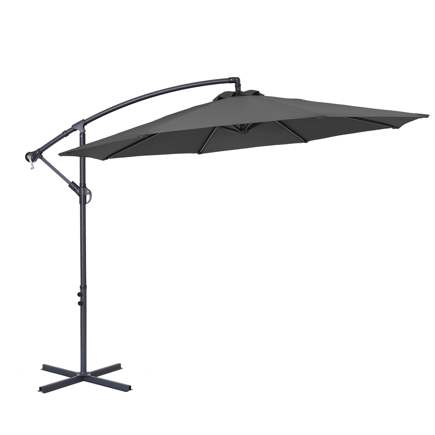 thumbnail video image 2 of ACEGOSES 10ft Outdoor Offset Patio Hanging Umbrella with Steel Ribs for Deck, Balcony and Garden,Anthracite, 2 of 8
