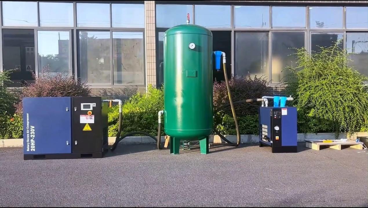 thumbnail video image 2 of 50HP Rotary Screw Air Compressor, 220 CFM 125 PSI, 460V 60HZ 3-Phase Industrial-Grade Air Compressor with Direct Drive, PLC Touch Controller, Low Noise, Efficient Cooling System, 2 of 11