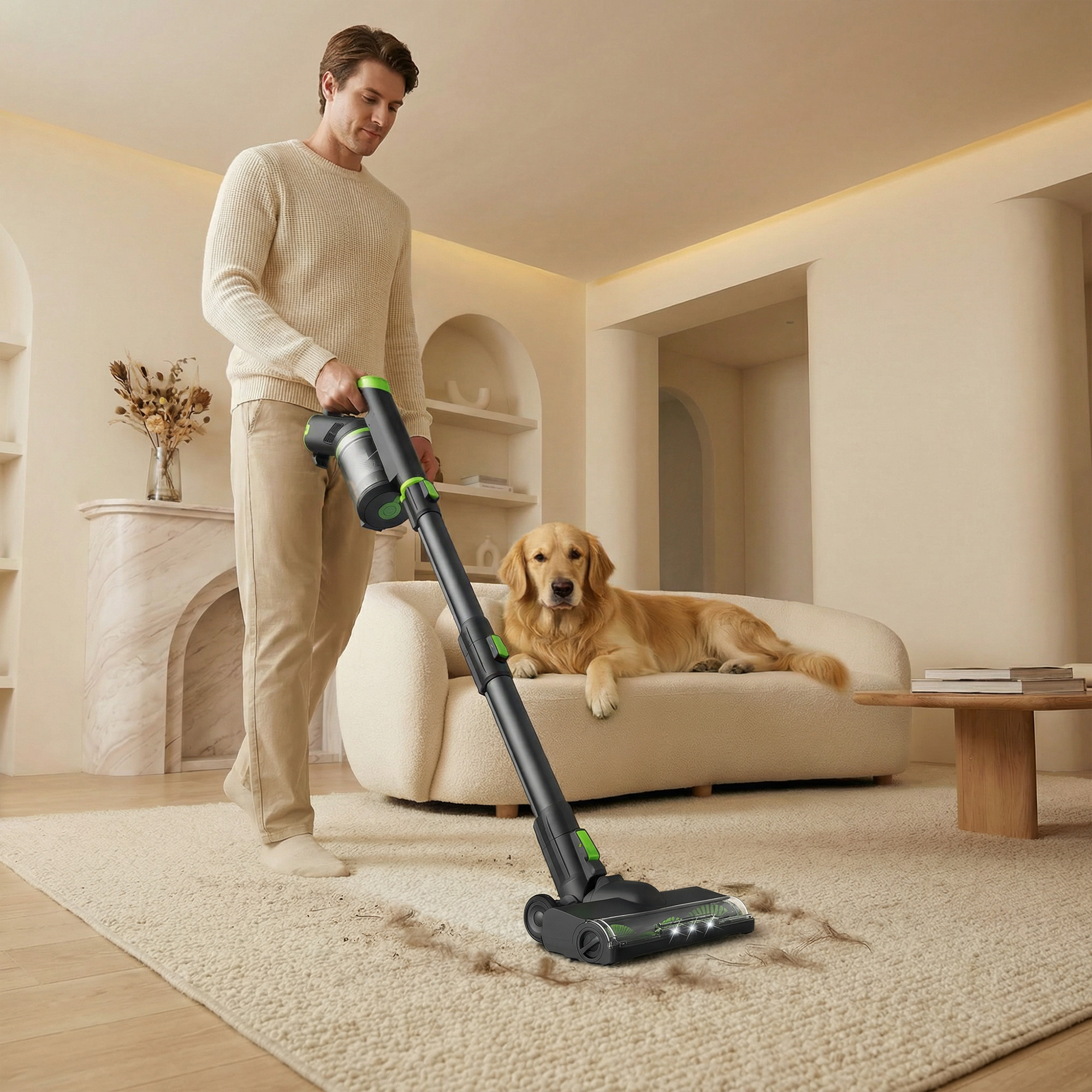 thumbnail video image 2 of Maircle Cordless Vacuum Cleaner, 40Kpa Powerful Suction Stick Vacuum with LED Display for Home Carpet Hard Floor Pet Hair, 2 of 9