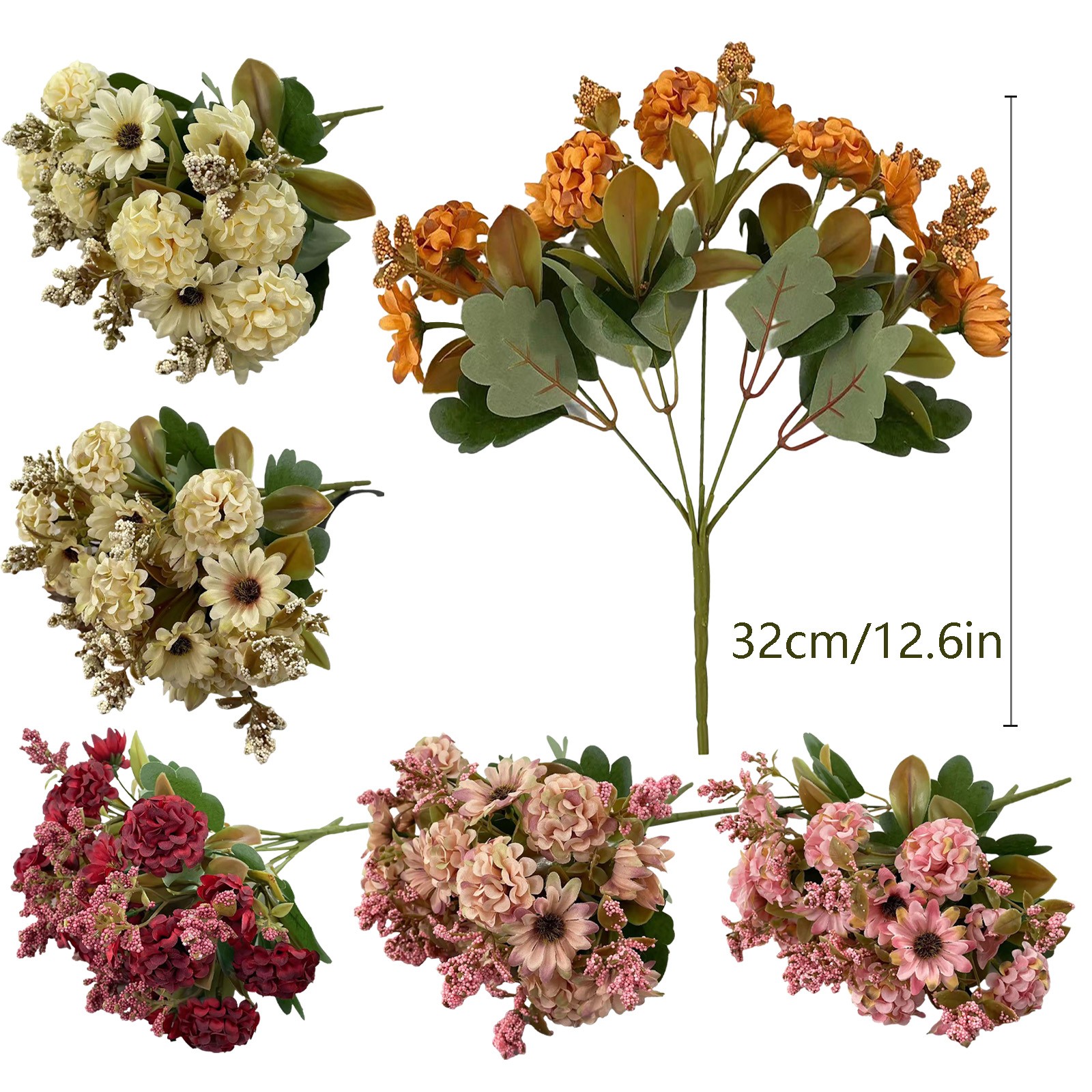 thumbnail video image 2 of Clearance Artificial flowers under $5,Arisefrom Artificial Outdoor Flowers Wedding Bouquets Chrysanthemums Hand Held Bouquets Small Bouquets Decorative Items High End Hydrangeas, 2 of 10