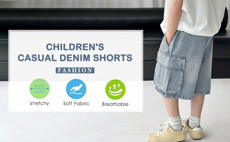 thumbnail video image 2 of JLMSPLWG Tween Boy Cargo Denim Shorts with Multi Pockets Boys Baggy Jeans Shorts Teen Boy Loose Summer Casual Short Jeans Toddler Y2K Trendy Short Jean Kids Clothes, 2 of 6